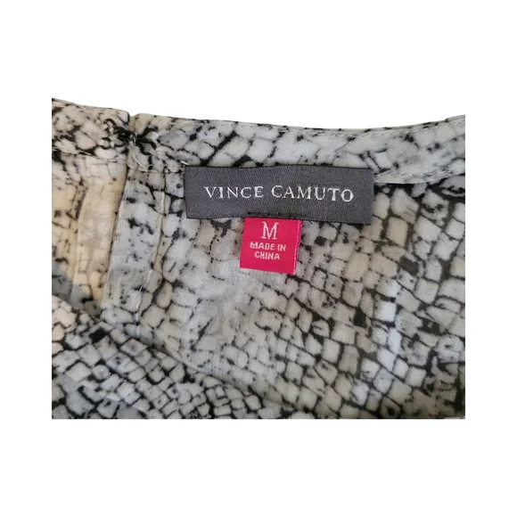 Vince Camuto Sleeveless Black and White Sheer Textured Top - Picture 6 of 10